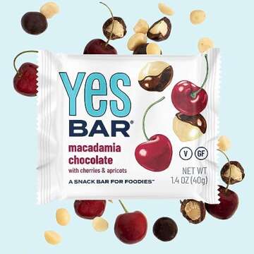 The YES Bar YES Bar – Macadamia Chocolate – Plant Based Protein, Decadent Snack Bar – Vegan, Paleo, Gluten Free, Dairy Free, Low Sugar, Healthy Snack, Breakfast, Low Carb, Keto Friendly (Pack of 6)