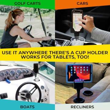 Cup Holder Phone Holder, Car Cupholder Phone Holder, Cup Holder Phone Mount for Car, Cup Car Phone Holder, Cup Holder for Phone, iPhone, Samsung, Google, Smartphones Cell Phone Car Accessories (Black)