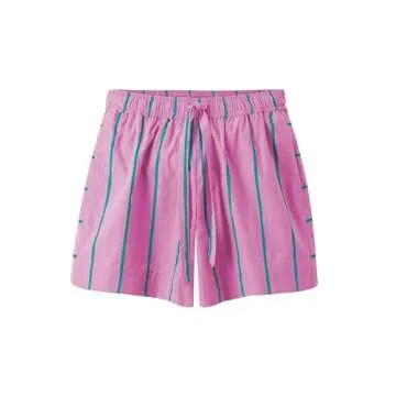 Anoumcy Cotton Striped Boxer Shorts for Womens Summer Beach High Waist Going Out Shorts with Pockets Pink M