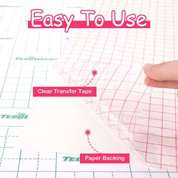 TECKWRAP Transfer Tape for Vinyl Medium Tack 6” x 30 FT w/RED Alignment Grid Application Tape Perf...