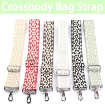 2" Wide Bohemian Purse Straps - 55" Adjustable Silver Buckle Crossbody Bag Shoulder Strap with Embro...