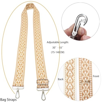 Adjustable 2" Bohemian Purse Strap - 55" with Embroidery