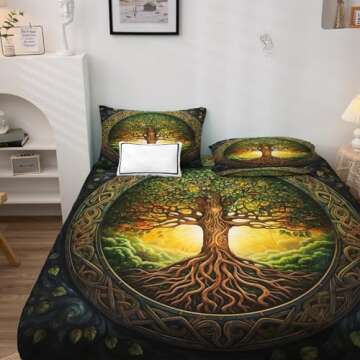zcwl Tree of Life Sheets Queen Size, Fantasy Bed Sheet Set, Super Soft Microfiber Patterned Bedding ...