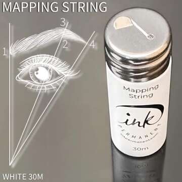 Ink Permanent White Brow Mapping String [100 Ft Bottles - 30 m] Pre-Inked String for Permanent Makeup and Microblading Supplies, Brow Mapping Kit, Eyebrow Thread for Shaping (White)