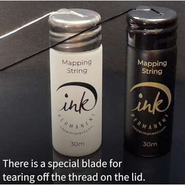 Ink Permanent White Brow Mapping String [100 Ft Bottles - 30 m] Pre-Inked String for Permanent Makeup and Microblading Supplies, Brow Mapping Kit, Eyebrow Thread for Shaping (White)