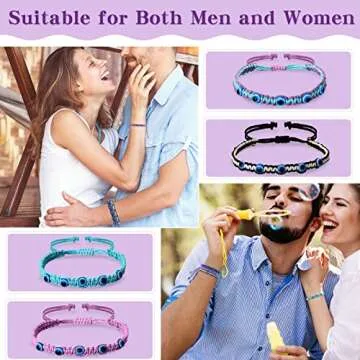 8-Piece Adjustable Evil Eye Beaded Bracelets Set