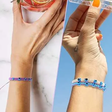 8-Piece Adjustable Evil Eye Beaded Bracelets Set