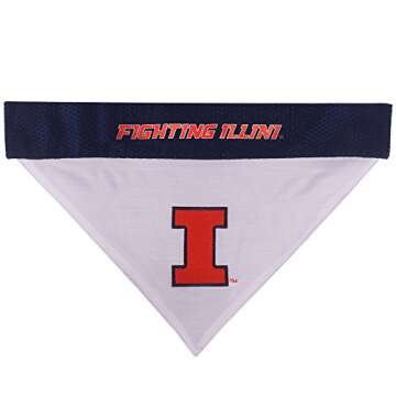Pets First NCAA Illinois Fighting Illini Reversible Pet Bandana - Game Day Ready!