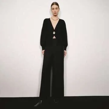 URBAN REVIVO Women Knitted Cardigans Long Sleeve V-Neck Lightweight Sweater One Leaf Button Down Outwear Black, Small