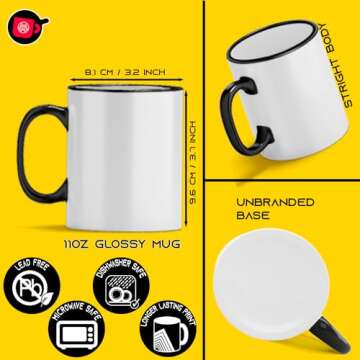 TWISTED ENVY Sublimation Mugs - 12 Pack Black Rim/Handle