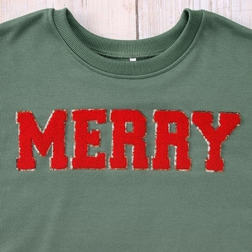 Christmas Sweatshirt for Women with Glitter Patch Design