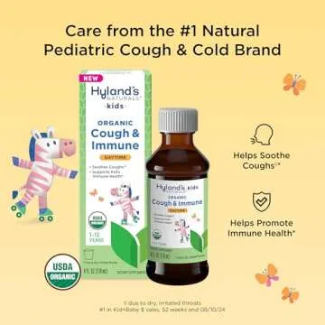 Hyland's Kids Daytime Organic Cough Syrup and Immune Support - Soothes Cough & Boosts Immunity