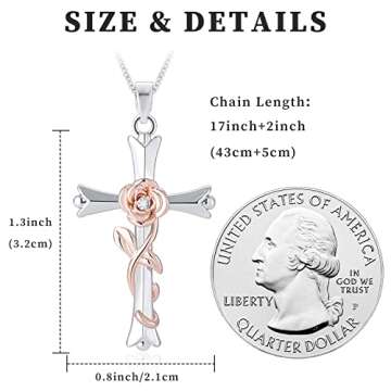 ACECHA Elegant Cross Necklace with Flower Birthstone