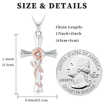 ACECHA Elegant Cross Necklace with Flower Birthstone