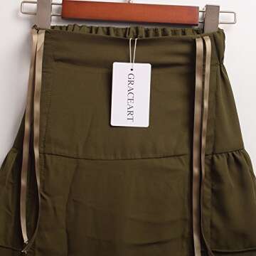 GRACEART Women's Victorian Steampunk Skirt - (Army Green) Small