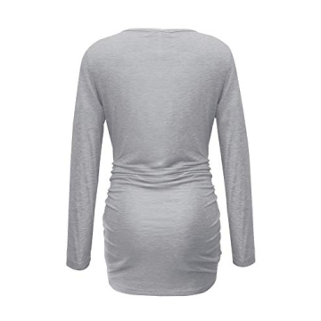 Smallshow Women's Maternity Tops Tunic T Shirts Long Sleeve Pregnancy Clothes 3-Pack Black-Light Grey-White Stripe X-Large