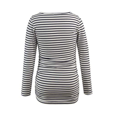 Smallshow Women's Maternity Tops Tunic T Shirts Long Sleeve Pregnancy Clothes 3-Pack Black-Light Grey-White Stripe X-Large
