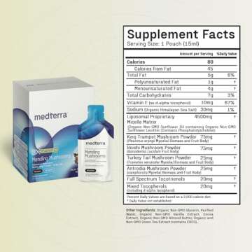 Medterra Liposomal Mushroom Blend | 3X Higher Absorption Clinically Proven | Reishi, Lion's Mane, Tu...