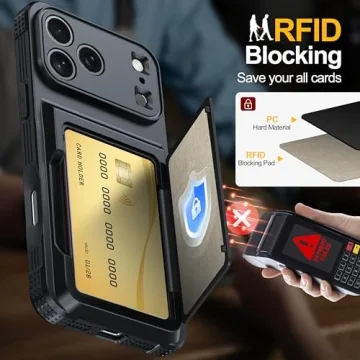 Durable iPhone 17 Pro Max Wallet Case with Kickstand