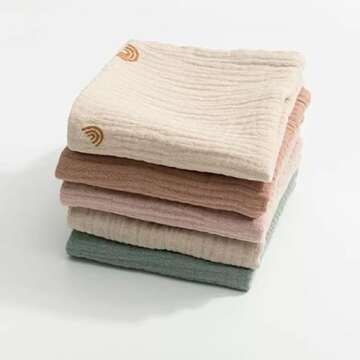 Kjuti Baby Muslin 100% Cotton Burp Washcloth - 4 Layer Hypoallergenic Saliva Soothe Face Washcloths ...