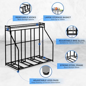 YES4ALL 4-Bike Storage Rack for Garage Organization
