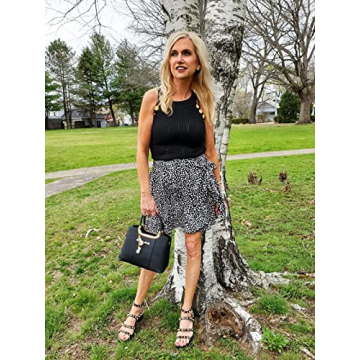 Naggoo Women Summer Wrap Floral Ruffle Mini Skirt Black