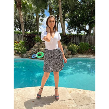 Naggoo Women Summer Wrap Floral Ruffle Mini Skirt Black