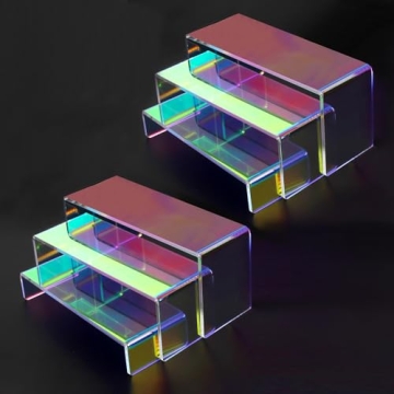 3 Tier Iridescent Acrylic Riser Display Shelf for Collectibles, Desserts, and Décor