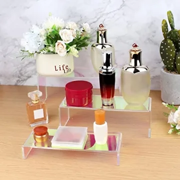 Iridescent 3 Tier Acrylic Riser Display for Collectibles
