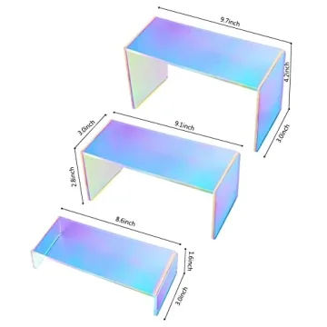 Iridescent 3 Tier Acrylic Riser Display for Collectibles