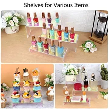Iridescent 3 Tier Acrylic Riser Display for Collectibles