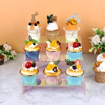 Iridescent 3 Tier Acrylic Riser Display for Collectibles