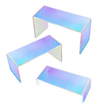 Iridescent 3 Tier Acrylic Riser Display for Collectibles
