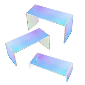 Iridescent 3 Tier Acrylic Riser Display for Collectibles