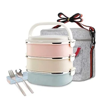 Unichart Stainless Steel Square Lunch Box with Container Bag, Spoon and Fork, Perfect for Salads San...