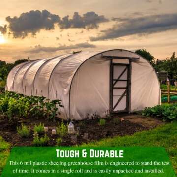 Farm Plastic Supply - Clear Greenhouse Plastic Sheeting - 6 mil - (24' x 25') - 4 Year UV Resistant Polyethylene Greenhouse Film, Hoop House Green House Cover for Gardening, Farming, Agriculture