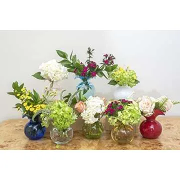 Vietri Hibiscus Glass Aqua Bud Vase, 5.5" H Italian Mouth Blown Dining & Entry Way Table Home Decor