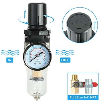 Hromee Air Compressor Filter Regulator Combo - Brass Efficiency