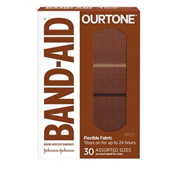 Band-Aid Brand Ourtone Flexible Fabric Bandages for Brown Skin, 30 Count - Optimal Care, Pain-Free H...