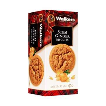 Walker's Shortbread Stem Ginger Biscuits, Scottish Cookies, 5.3 Oz (Pack of 6)