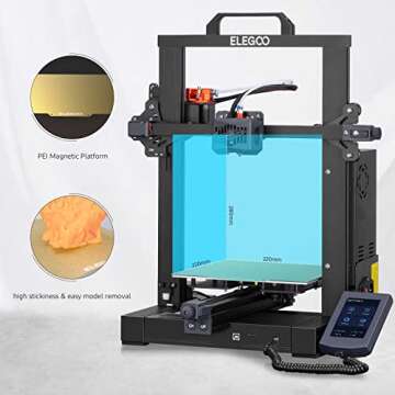 ELEGOO Neptune 3 FDM 3D Printer with Auto Leveling, Removable HD Touch Screen, Dual Gear Metal Extruder, Ultra-Quiet Printing, Ideal for Beginners, 220x220x280mm Printing Size