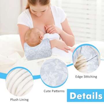 Baby Feeding Arm Pillow,Soft Cotton Bottle Nursing Arm Pillows for Newborn,Breastfeeding Pillows for More Support for Mom and Baby,Portable and Washable,Ergonomic Nursing Essentials(Grey Leaflet)