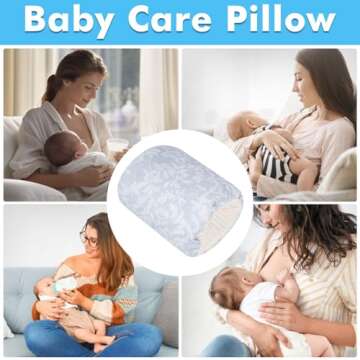 Baby Feeding Arm Pillow,Soft Cotton Bottle Nursing Arm Pillows for Newborn,Breastfeeding Pillows for More Support for Mom and Baby,Portable and Washable,Ergonomic Nursing Essentials(Grey Leaflet)