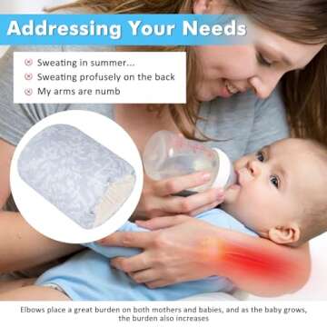 Baby Feeding Arm Pillow,Soft Cotton Bottle Nursing Arm Pillows for Newborn,Breastfeeding Pillows for More Support for Mom and Baby,Portable and Washable,Ergonomic Nursing Essentials(Grey Leaflet)