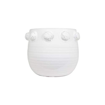 Creative Co-Op White Terracotta Planter with Bubble Design at Top