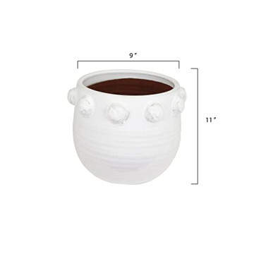 Creative Co-Op White Terracotta Planter with Bubble Design at Top