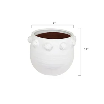 Creative Co-Op White Terracotta Planter with Bubble Design at Top