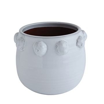 Creative Co-Op White Terracotta Planter with Bubble Design at Top
