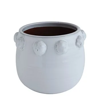 Creative Co-Op White Terracotta Planter with Bubble Design at Top