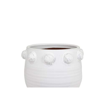 Creative Co-Op White Terracotta Planter with Bubble Design at Top
